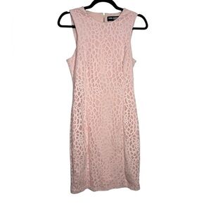 Karl Lagerfeld Light Pink Pencil Dress Rosette Cut Out Overlay Zip Closure SZ 4